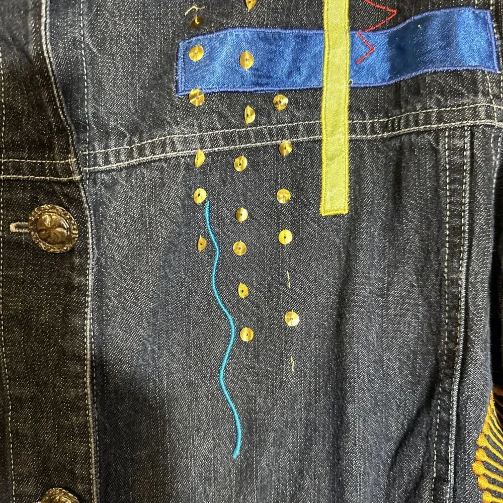 Marsh Landing‎ Denim Wmn's Med Jacket Jean With Embellished Designs Vintage